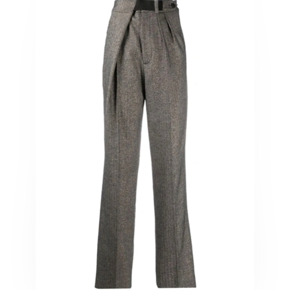 Zadig & Voltaire Phoebe Lurex Herringbone Tweed Pants In Gris - Picture 1 of 9